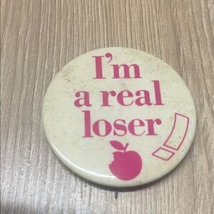 Vintage Pink and Cream Graphic Button Pin